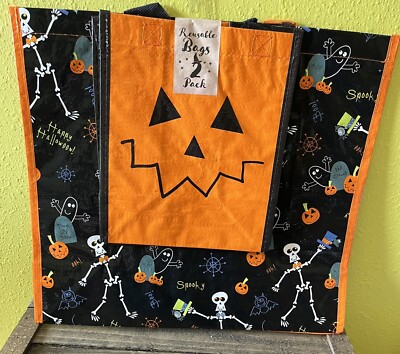 12 Halloween  Reusable MD(6) SM(6) Eco Friendly Tote Shopping Treat Bag Lot 
