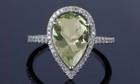 4.00 CTTW Lab Created Green Amethyst Gemstone Pear Cut Sterling Silver Ring