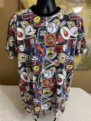 Bleecker & Mercer All Over Print Different Odd Graphics 2 Sided Shirt Mens Sz XL