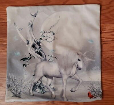 Ahawoso Throw Pillow Cover Pillowcase Digital Blue Barren Magical Unicorn Fantas