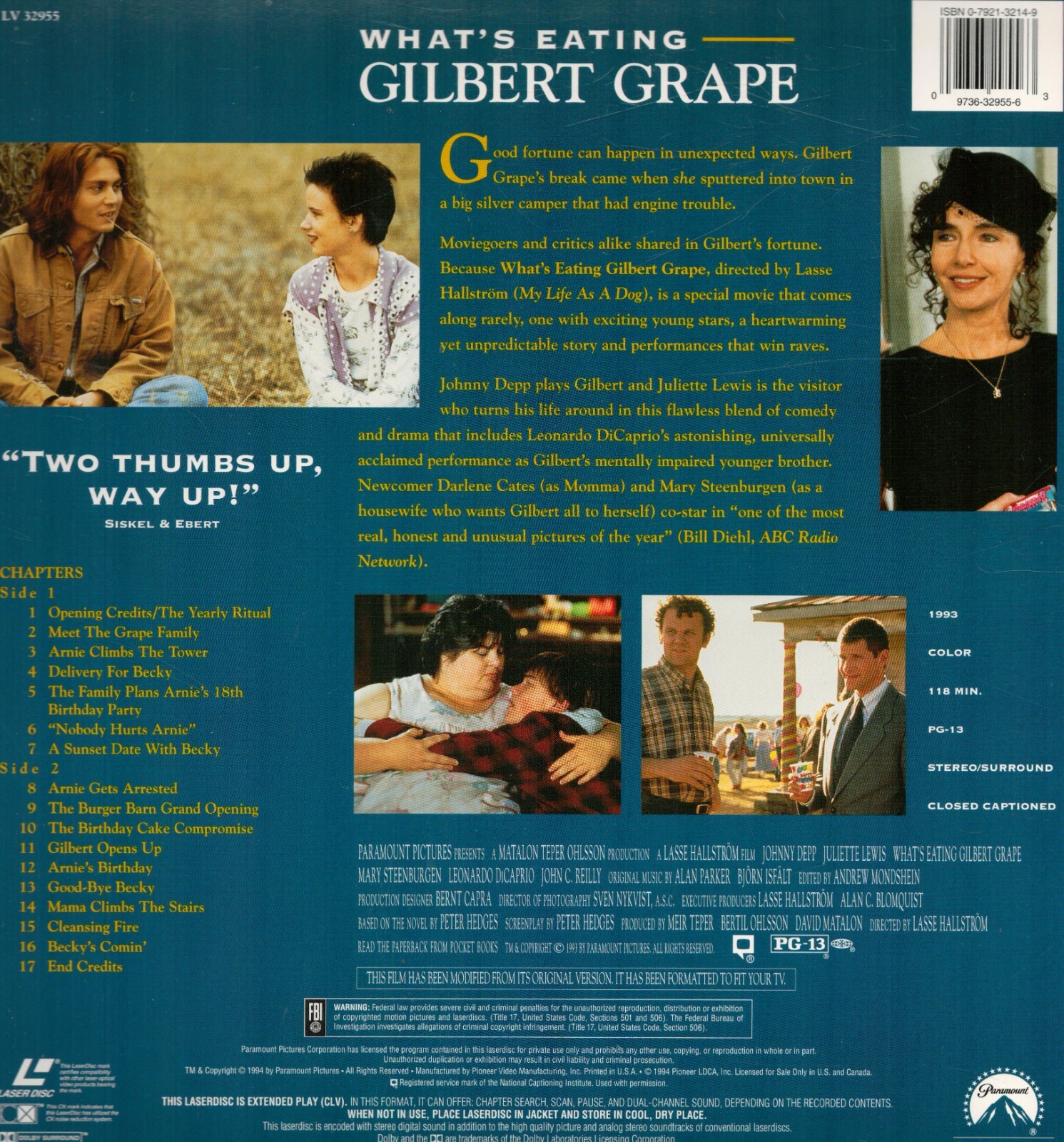 Whats Eating Gilbert Grape (Laserdisc, 1994) *RARE* 97363295563 eBay