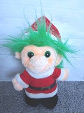 Vintage Troll Christmas plush Santa Claus doll 1992 toy Wishniks retro 1960s fad