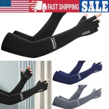 UV Sun Protection Cooling Sport Arm Sleeves Gloves Golf Bike Cycling Cover AU