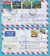 NEW ZEALAND 2 air covers 1978-80 Orewa to Voorburg, Netherlands