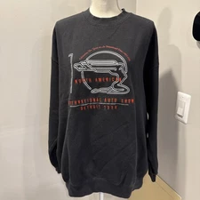 VINTAGE Lee 1998 Detroit Auto Show Sweatshirt Extra Large XL Mens Black Sweater