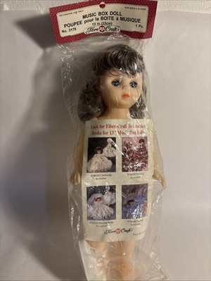 2002 Vintage Music Box Doll 13  w/ silvered  Brown Hair Fibre Craft 3178 rare