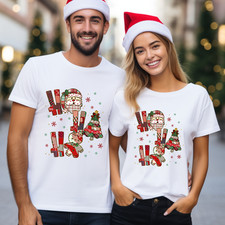 Christmas T Shirts HO HO HO Xmas Tee Santa Claus Snowman Tree Holiday Outfit Top