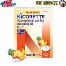 2mg Nicotine Gum Stop Smoking Aid 160 Count Craving Relief Chewable Fruit Flavor