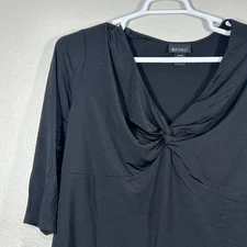 Lane Bryant Top Womens 18/20 Plus Size Black Twist Front 3/4 Sleeve Stretch Knit