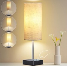 Touch Bedside Lamp with Dual Charging Station,3 Way Dimmable LED Bulb Included 