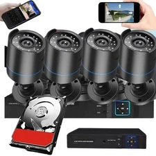3000TVL Home Security System Surveillance DVR Camera Kits, 4pcs Wired 5MP PoE...