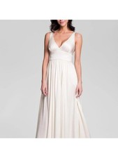 Nicole Miller 'Elizabeth' Crisscrossed Back Silk A-Line Wedding Gown Ivory SZ 6