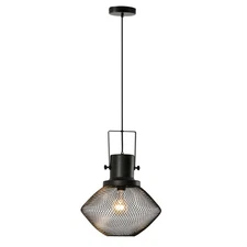 HOMCOM Industrial Pendant Light Fixtures, Black Metal Frame Hanging Ceiling Ligh