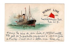 A803 Ship Topical - UK GB - 1907 Bibby Steamship Line - France Paquebot Postcard