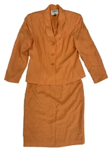 Kasper Womens Full Suit Blazer Jacket & Pencil Skirt Size 12 Orange Dressy