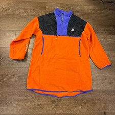 Nike ACG Wolf Tech Kids Polartech Quarter Zip Fleece Pullover Orange Black
