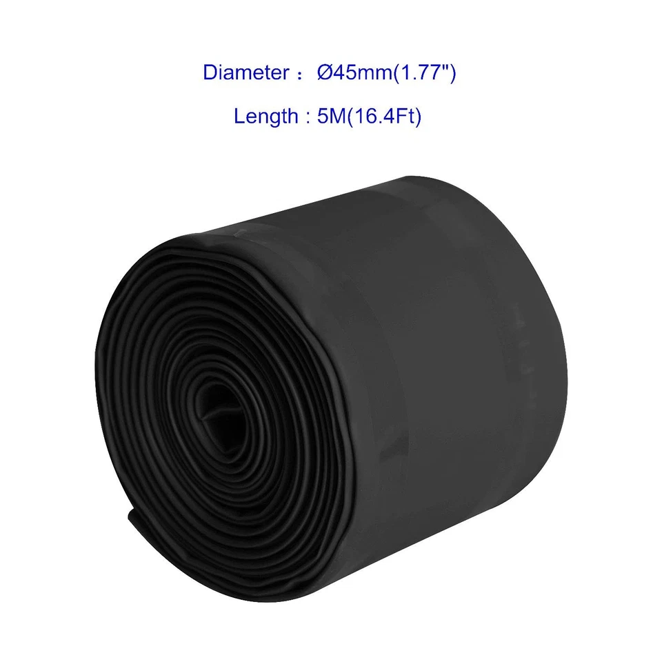 Aoje-Link 45mm ID Black Heat Shrink Tubing Shrinkable Tube 5M(16.4Ft) 1pcs - Image 2 of 4