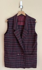 Vintage Vest Plaid Double Breasted Wool Blend Handmade Womens Size Large