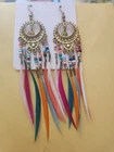 New Boho Long Dangle Feather Bead Pierced Earrings Hook Fashion Jewelry 4"