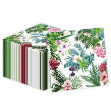 50PCS Hawaiian Tropical Napkins, Disposable Tropical Luau Party Plates for Ha...