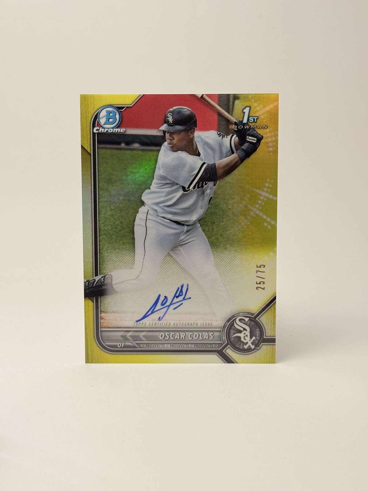 2022 Bowman - Chrome Prospect Autographs Oscar Colas #CPA-OCS Yellow /75
