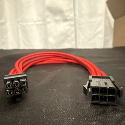 PCIe Power Extension Cable 6 Pin Extension - Red - Braided - 12 Inches