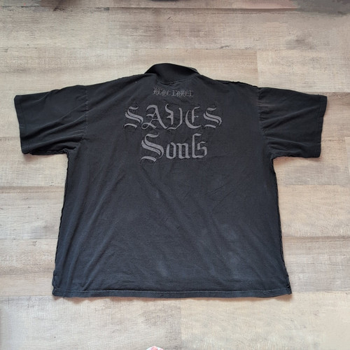 Vintage Black Label Shirt Mens Size 6X Black Y2k 2000s Hip Hop Retro
