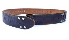 Joed Black Vintage Leather Belt, Silver Studs,  Vintage size 34-36