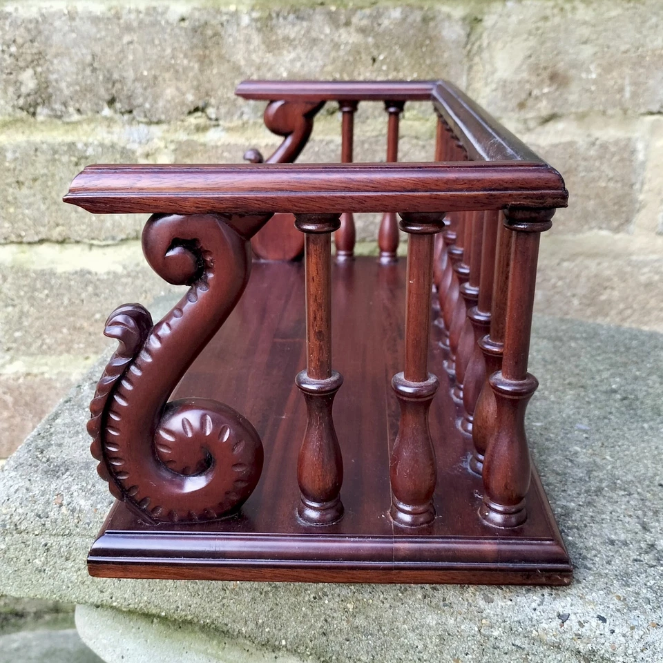 Vintage Mahogany Desk Book Shelf Holder,Ornate Antique Regency Style Trough,Old - Image 4 of 4