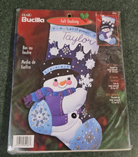 Vintage Bucilla Let is Snow Felt Stocking Kit 84588 Snowman Christmas 2001