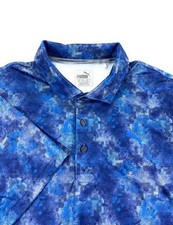 PUMA Men's Dry Cell Performance Blue Camouflage Golf Polo Shirt Medium
