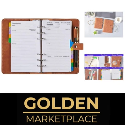 Klein A6 Ringbuch Kalender 2025 2026 Wochenplaner Notizen Kunstleder Tasche