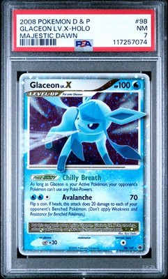 2008 POKEMON MAJESTIC DAWN GLACEON LV.X #98 HOLO PSA 7 NM #117257074