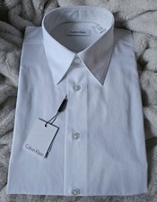 Calvin Klein Men's Slim Fit Silky Poplin Dress Shirt White 15.5in x 32/33 New H