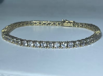 7' Inch Long Tennis Wedding Bracelet Solid 14K Yellow Gold 6 CT Round Cut VVS1