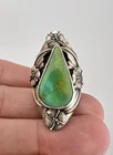 Vtg Navajo Sterling Silver High Grade Royston Turquoise Detailed Stamped Ring