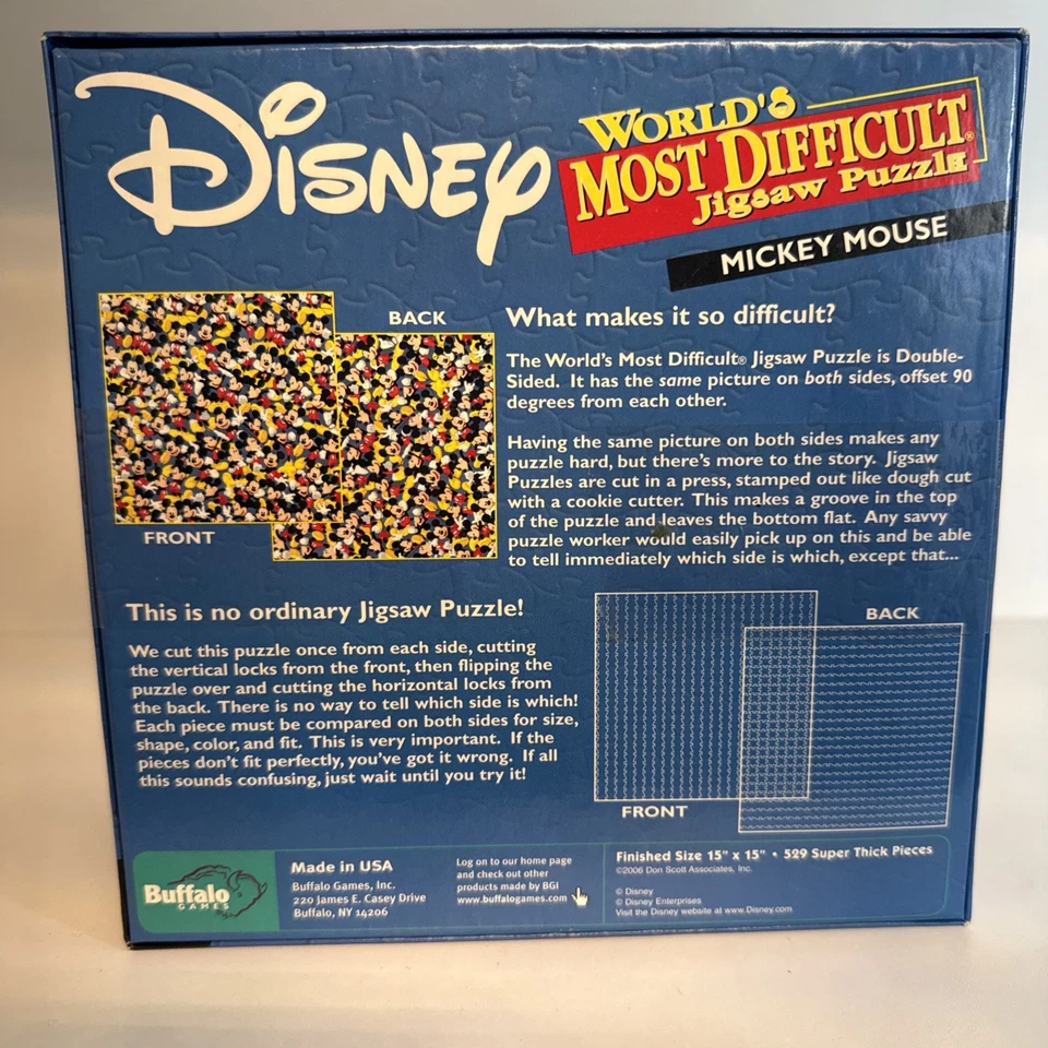 Disney Mickey Mouse World’s Most Difficult double sided 500 pc jigsaw puzzle - Image 4 of 4