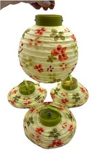Four Asian Style Paper Hanging Lanterns Battery Operated Floral All Work READ