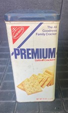 Vintage Nabisco Premium Saltine Crackers Tin Canister 1978 Made in USA 15 Oz