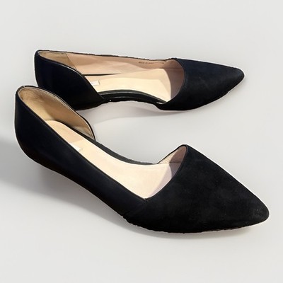 Cole Haan Amalia Pointed Toe d Orsay Pointed Toe Flats Leather Suede Black S 7.5