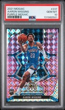 2021 PANINI MOSAIC PURPLE MOSAIC #237 AARON WIGGINS 10/49 PSA 10