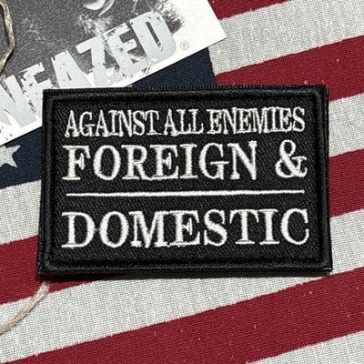 Against All Ememies Foreign  Patch 3x2  Hook & loop High Quality Embroidery