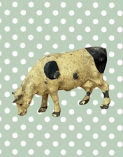Vintage Cream and Black Large Grazing Cow | 1920s John Hill & Co Lead Farm Toy C