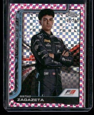 2025 Topps Chrome F1 #70 Matías Zagazeta Pink Checker Flag Refractor #/250