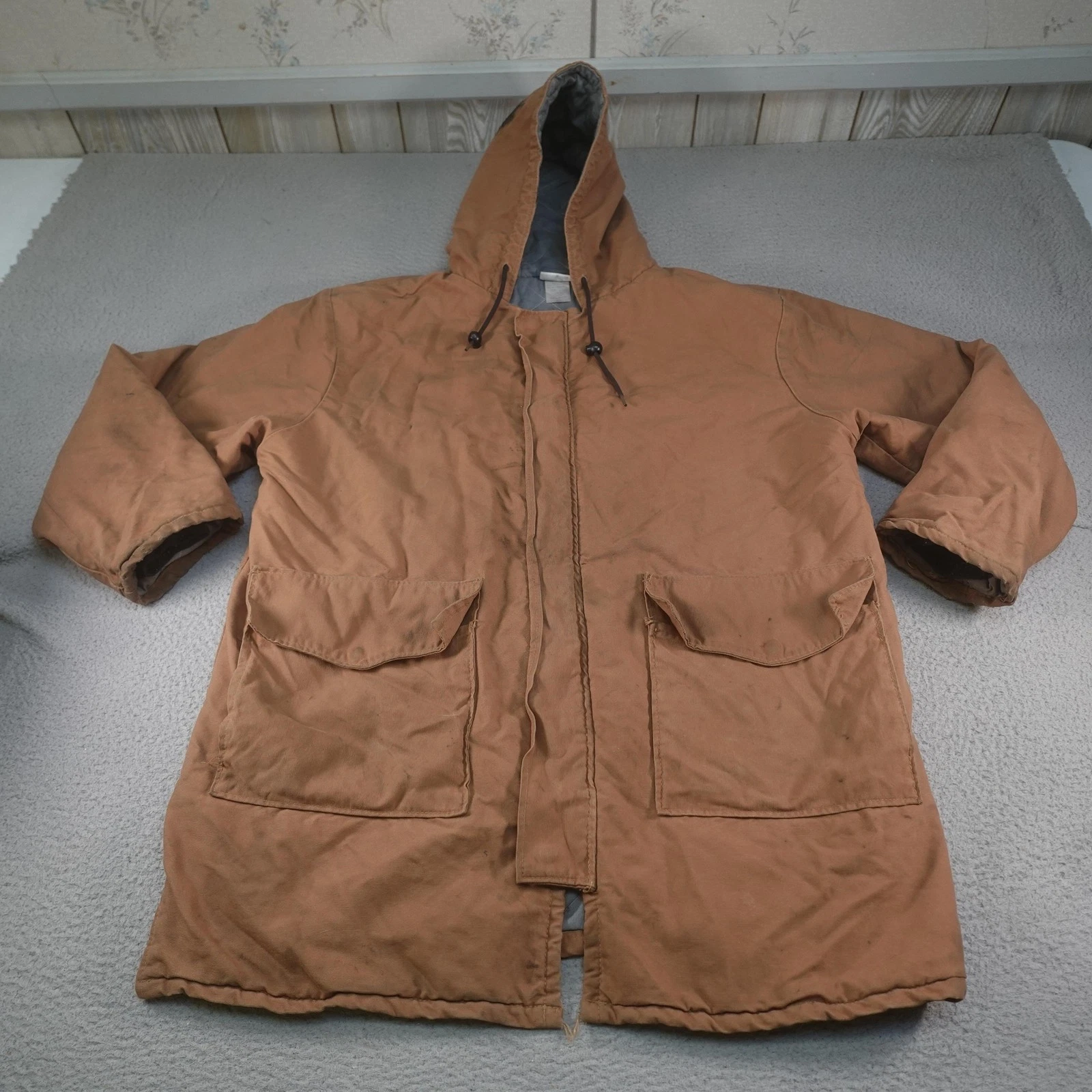 Flame Resistant Jacket Mens 2XL Brown Hooded FR National Safety Apparel Coat