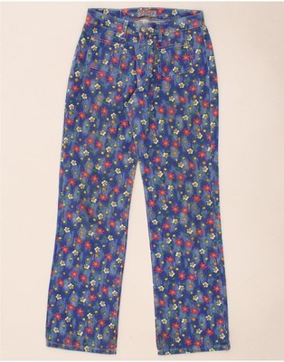 ONYX Damen Straight Freizeithose W29 L29 blau geblümt Baumwolle CF77