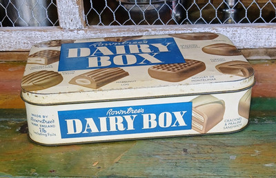 Rowntree's Dairy Box Vintage Chocolate Advertising Tin Box Blue Beige Brown
