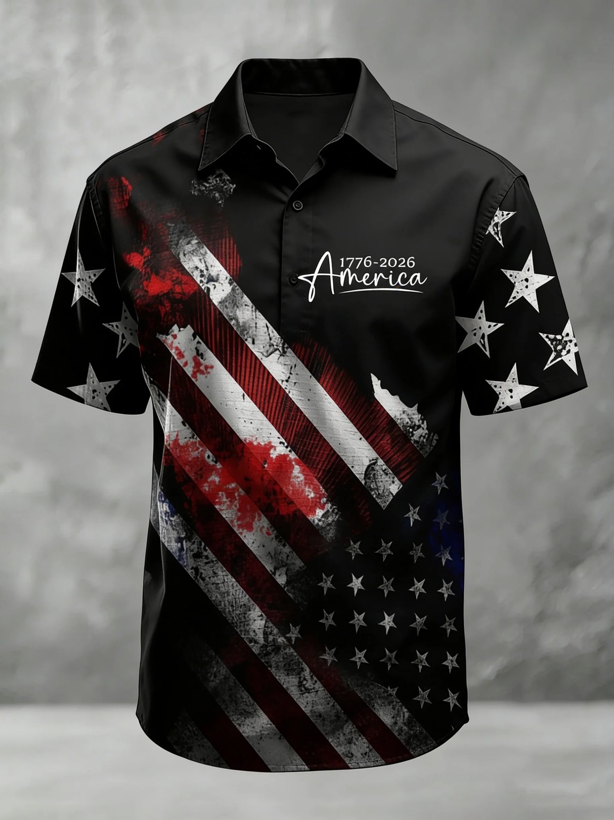 Semiquincentennial 250th Anniversary American Flag Chest Pocket Patriotic Shirt