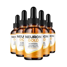 5-Pack Neuron Gold Drops, All Natural Premium Liquid Drops for Nerve Health
