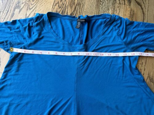 Eileen Fisher Womens Tunic Top XS Blue Hi-Low Pullover Stretch Half Sleeve GUC - Picture 4 of 6